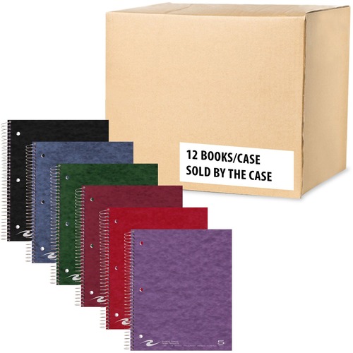 Roaring Spring Premium College Ruled Five Subject Spiral Notebook - 200 Sheets - 400 Pages - Printed - Spiral Bound - Both Side Ruling Surface - Red Margin - 3 Hole(s) - 15 lb Basis Weight - 56 g/m² Grammage - 11" x 9" - 0.80" x 9" x 11" - White Pape