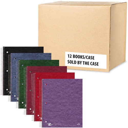 Roaring Spring College Ruled Four Subject Spiral Wirebound Notebook - 200 Sheets - 400 Pages - Printed - Spiral Bound - Both Side Ruling Surface - Red Margin - 3 Hole(s) - 15 lb Basis Weight - 56 g/m² Grammage - 11" x 9" - 0.75" x 9" x 11" - White Pa