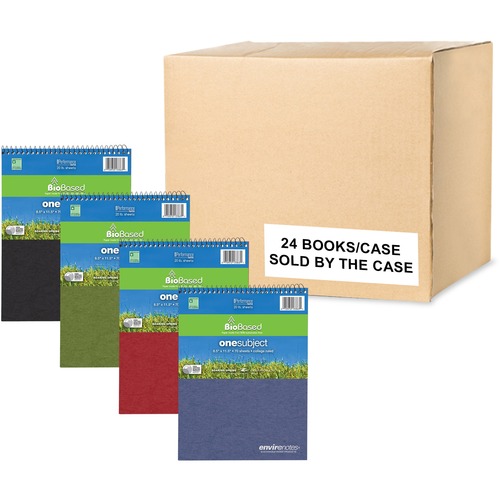 Roaring Spring EnviroNotes Flipper Notebook - 70 Sheets - 140 Pages - Printed - Spiral Bound - Both Side Ruling Surface - Red Margin - 3 Hole(s) - 20 lb Basis Weight - 75 g/m² Grammage - 11 1/2" x 8 1/2" - 0.50" x 8.5" x 11.5" - White Paper - Black B