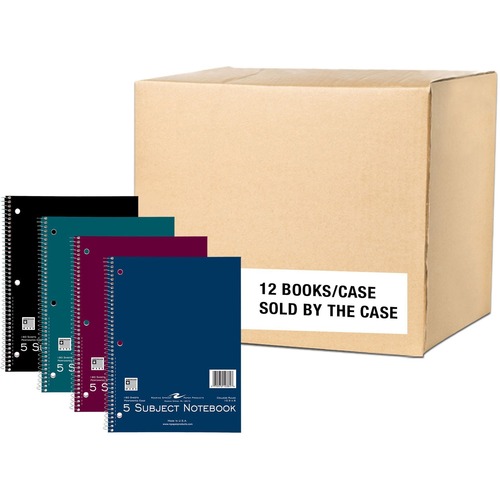 Roaring Spring Wirebound 5-subject Notebook - 180 Sheets - 360 Pages - Printed - Spiral Bound - Both Side Ruling Surface - Red Margin - 3 Hole(s) - 15 lb Basis Weight - 56 g/m² Grammage - 10 1/2" x 8" - 0.75" x 8" x 10.5" - White Paper - Board Cover 