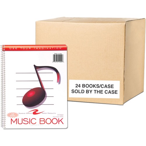 Roaring Spring Music Notebook - 32 Sheets - 64 Pages - Printed - Spiral Bound - Both Side Ruling Surface - 32 lb Basis Weight - 119 g/m² Grammage - 11" x 8 1/2" - 0.30" x 8.5" x 11" - White Paper - Board Cover - 24 / Carton