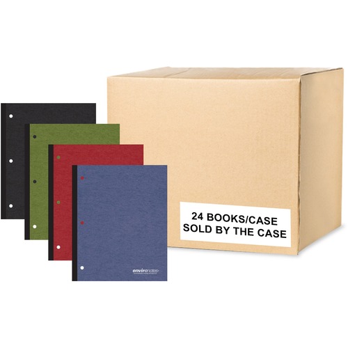 Roaring Spring EnviroNotes Earthtone 1-Subject Notebook - 70 Sheets - 140 Pages - Printed - Glued/Tapebound - Both Side Ruling Surface - Red Margin - 3 Hole(s) - 15 lb Basis Weight - 56 g/m² Grammage - 11" x 9" - 0.33" x 9" x 11" - White Paper - Blac