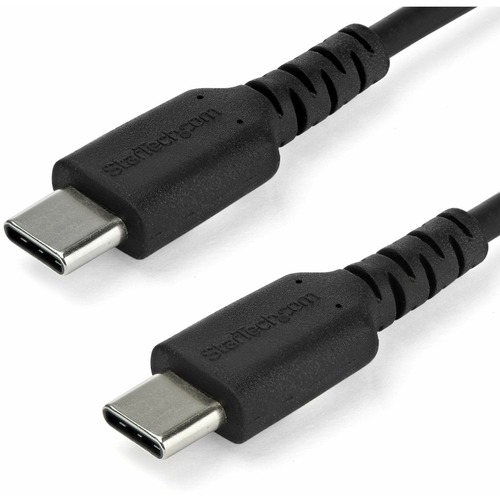 StarTech.com 1m USB C Charging Cable - Durable Fast Charge & Sync USB 2.0 Type C to C Charger Cord - TPE Jacket Aramid Fiber M/M 60W Black - Aramid fiber shelters durable USB C to USB C charger cable from stress of bends and pulls - Supports up to 3A & 60
