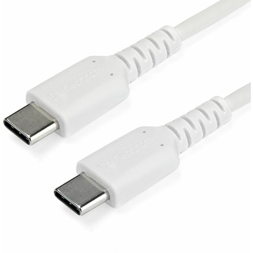 StarTech.com 1m USB C Charging Cable - Durable Fast Charge & Sync USB 2.0 Type C to C Charger Cord - TPE Jacket Aramid Fiber M/M 60W White - Aramid fiber shelters durable USB C to USB C charger cable from stress of bends and pulls - Supports up to 3A & 60