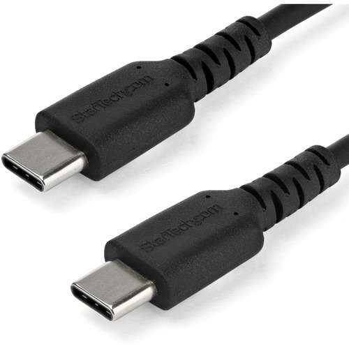 StarTech.com 2m USB C Charging Cable - Durable Fast Charge & Sync USB 2.0 Type C to C Charger Cord - TPE Jacket Aramid Fiber M/M 60W Black - Aramid fiber shelters durable USB C to USB C charger cable from stress of bends and pulls - Supports up to 3A & 60