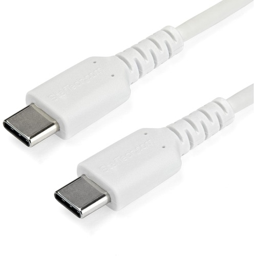 StarTech.com 2m USB C Charging Cable - Durable Fast Charge & Sync USB 2.0 Type C to C Charger Cord - TPE Jacket Aramid Fiber M/M 60W White - Aramid fiber shelters durable USB C to USB C charger cable from stress of bends and pulls - Supports up to 3A & 60