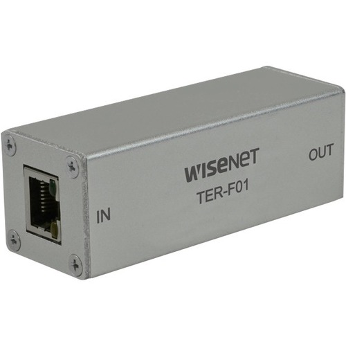 Wisenet 10/100 Mbps Ethernet Repeater With 60 W Pass-Through PoE - Network (RJ-45) - 10/100Base-TX - Rail-mountable - TAA Compliant