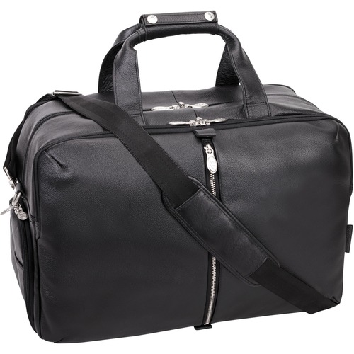 McKleinUSA AVONDALE 1890U Carrying Case (Duffel) for 17" Notebook - Black - Anti-slip Shoulder Strap - Calfskin Leather Body - Shoulder Strap, Handle - 13" Height x 9" Width x 19" Depth - Unisex