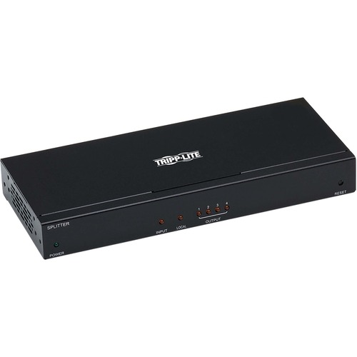 Eaton Tripp Lite Series 4-Port HDMI over Cat6 Splitter/Extender, 4K 60 Hz, HDR, PoC, Multi-Resolution Support, 125 ft., TAA - 1 Input Device - 200 ft Range - 4 x Network (RJ-45) - 1 x HDMI In - 1 x HDMI Out - 4K - 3840 x 2160 - Twisted Pair - Category 6 -