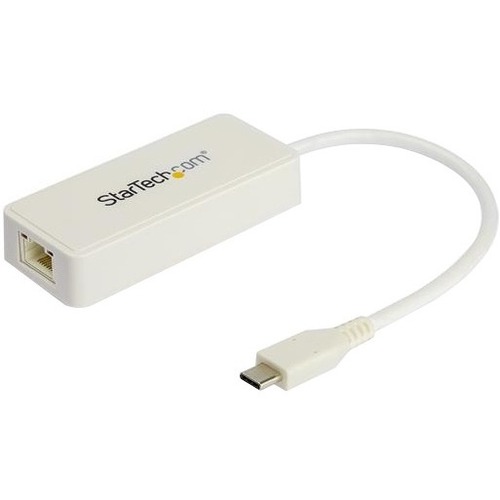 StarTech.com USB C to Gigabit Ethernet Adapter with USB A Port - White 1Gbps NIC USB 3.0/3.1 Type C to RJ45 Port/LAN Network Adapter TB3 - USB C Gigabit Ethernet adapter securely connects to wired network (LAN) using RJ45 on USB C or Thunderbolt 3 device 