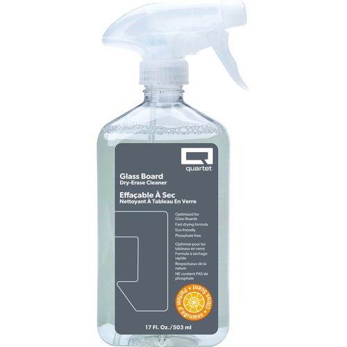 Quartet Glass Board Dry Erase Cleaner Spray - Spray - 17 fl oz (0.5 quart) - Orange Scent - 1 Each - Clear - Board Cleaners & Wipes - QRT562