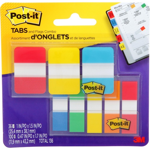 Post-it® Flag - 36, 100 - 1" , 0.47" - Sticky, Removable, Adhesive - 136 / Pack