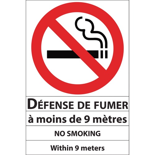 U.S. Stamp & Sign Caution Sign - 1 Each - No Smoking Print/Message - 8" (203.20 mm) Width x 12" (304.80 mm) Height - Rectangular Shape - Easy Readability, Durable, Easy Peel, Self Sticking - Multicolor - Safety/Caution Signs - USS8369