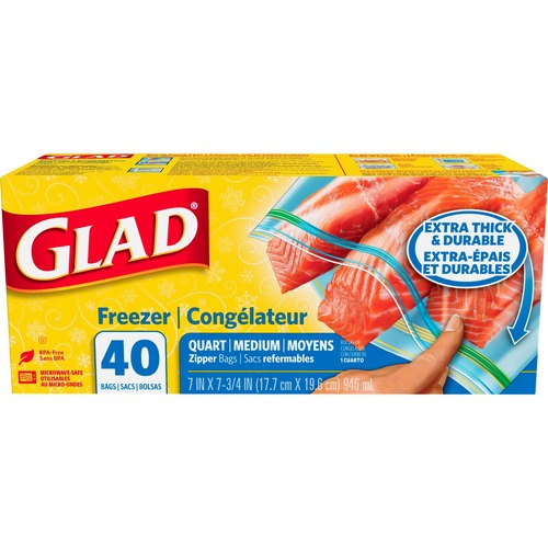 Glad Food Storage Glad Flex'n Seal Freezer Quart Zipper Bags, 35