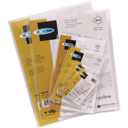 Filemode File Pocket - 2 1/4" x 3 1/2" - Polypropylene - Clear - 1 Each - Poly Classification Folders - VLB64173