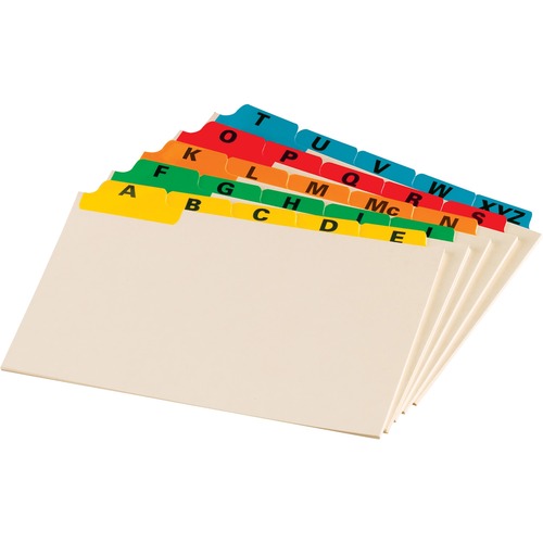 Oxford A-Z Coloured Tab Manila Card Guides - Printed Assorted Tab(s) - Character - A-Z - 4.38" Divider Width x 6" Divider Length - 4" (101.60 mm) Width x 6" (152.40 mm) Length - Assorted Manila Divider - 1 / Pack = OXF04635EE