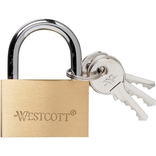 Westcott Brass Padlock - Keyed Alike - Solid Brass - 1 Each
