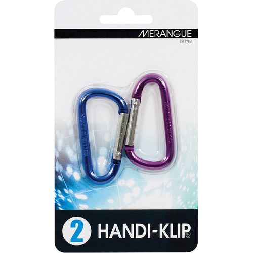 Merangue Handi-Klip Carabiner - Large - for Cloth, ID Card, Backpack, Belt, Key - Easy to Use - 1Each - Assorted = MGE1008410100
