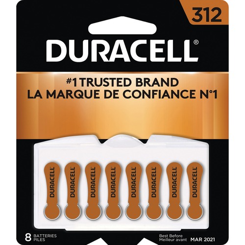 Duracell Battery - For Hearing Aid - 312 - 1.4 V DC - 8 / Pack - Specialty Batteries - DURDA312N8PK