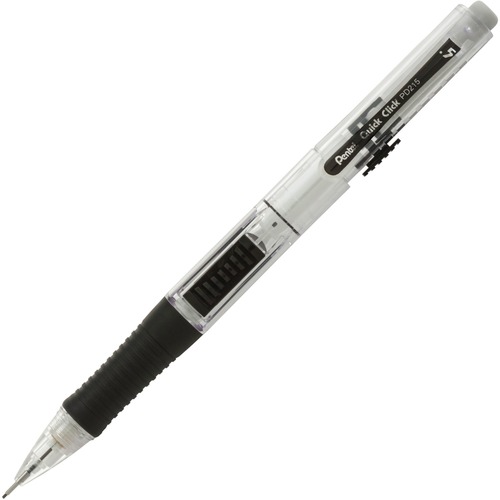 Pentel Quick Click Mechanical Pencil - HB Lead - 0.5 mm Lead Diameter - Refillable - Clear, Black Barrel - 1 Each
