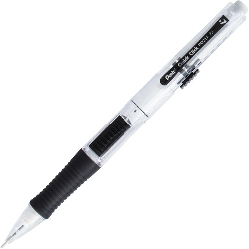 Pentel Quick Click Mechanical Pencil - HB Lead - 0.7 mm Lead Diameter - Refillable - Clear, Black Barrel - 1 Each
