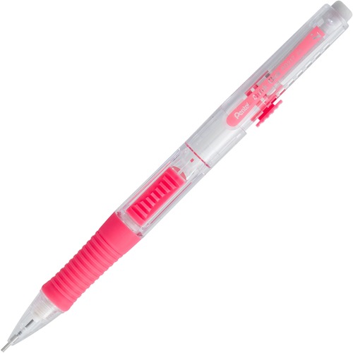 Pentel Quick Click Mechanical Pencil - HB Lead - 0.7 mm Lead Diameter - Refillable - Clear, Pink Barrel - 1 Each