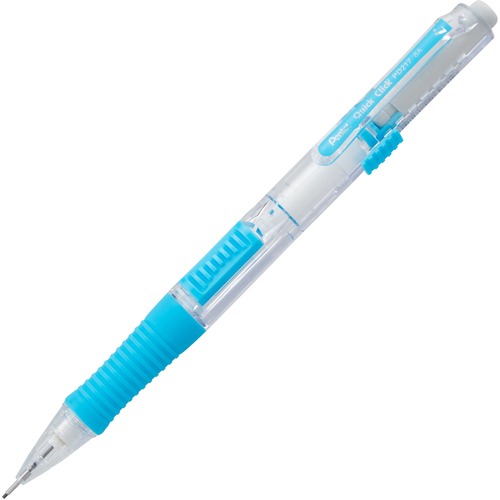 Pentel Quick Click Mechanical Pencil - HB Lead - 0.7 mm Lead Diameter - Refillable - Clear, Sky Blue Barrel - 1 Each