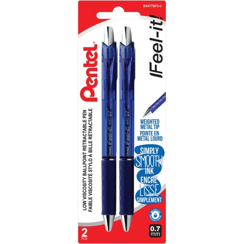 Pentel® IFeel it! Retractable Ball Point Pens Medium Point Blue 2/pkg