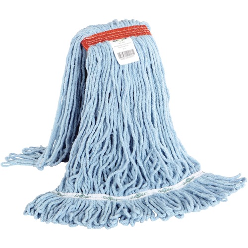 Globe Synthetic Looped End Wet Mop Narrow Band Blue 20oz - 7" Width x 17" Length - Synthetic Yarn - Mops & Mop Refills - GCP3091