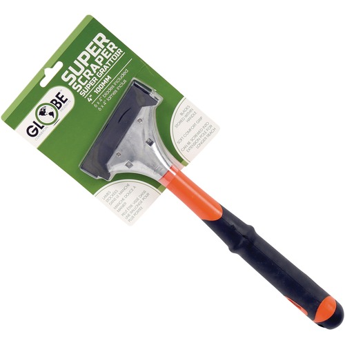 Globe 4" Heavy Duty Scraper, Blister Packing, 12" Long With 6 Blades - 4" (101.60 mm) Blade - 12" (304.80 mm) Handle - Heavy Duty, Comfort Grip, Extension Handle, Grooved Handle, Protective Cap - Multi - Squeegees/Scrapers - GCP4200