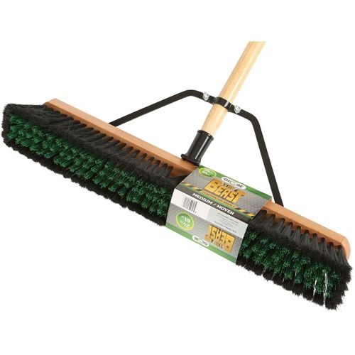 Globe 24" Assembled Wood Block Contractor Push Broom-Medium - 65" (1651 mm) Overall Length - 1 Each - Brooms & Sweepers - GCP4064