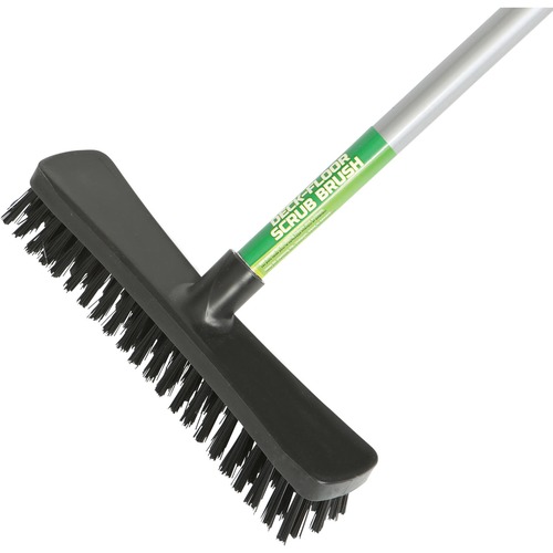 Globe 10" Floor And Deck Scrub Brush-Assembled 48" Metal Handle - Polyethylene Terephthalate (PET) Bristle - 48" (1219.20 mm) Handle Length - 49" (1244.60 mm) Overall Length - Metal Handle - 1 Each