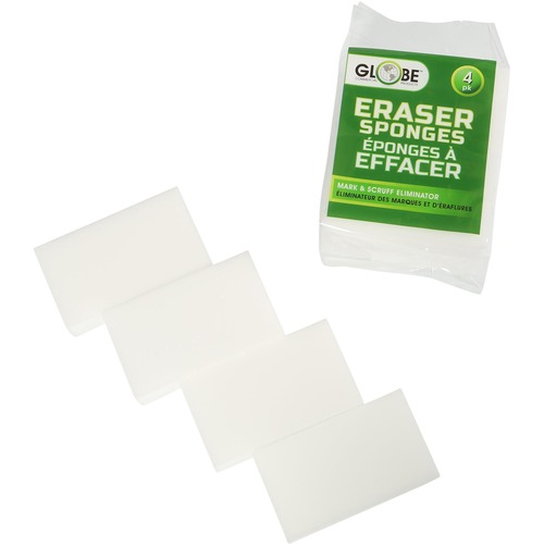 Globe Eraser Sponge - 1.4" Height x 4.8" Width x 2.8" Length - 4/Pack - White