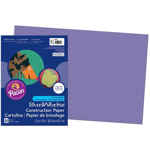 SunWorks Construction Paper - School Project, Art Project, Craft Project - 12" (304.80 mm)Width x 18" (457.20 mm)Length - 50 / Pack - Violet - Groundwood