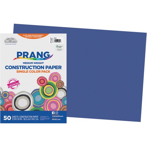 SunWorks Construction Paper - 12" x 18" - 50 Sheets - Blue