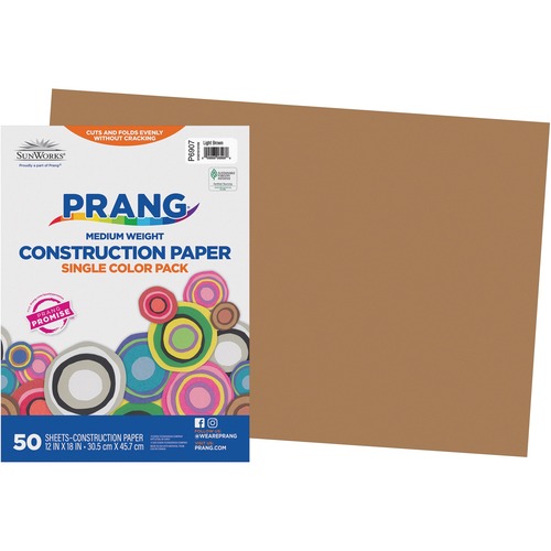 SunWorks Construction Paper - 12" x 18" - 50 Sheets - Light Brown - Construction Paper - BAYOC24731