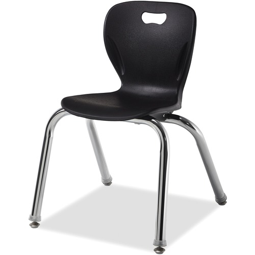 Explorer 4-Leg Chair - Black Polypropylene Seat - Black Polypropylene Back - Chrome Tubular Steel Frame - Four-legged Base - 5 Each