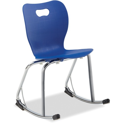 Smooth Rocker Chair - Royal Blue Polypropylene Seat - Royal Blue Polypropylene Back - Chrome Tubular Steel Frame - 5  Each - Educational Seating - ALUCSMROCKER12RB