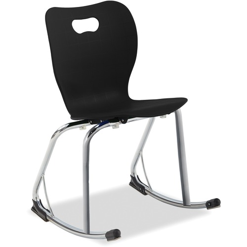 Smooth Rocker Chair - Black Polypropylene Seat - Black Polypropylene Back - Chrome Tubular Steel Frame - 5 Each - Educational Seating - ALUCSMROCKER14BK