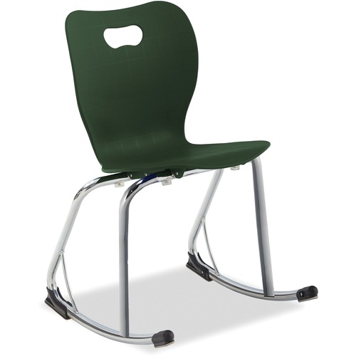 Smooth Rocker Chair - Green Polypropylene Seat - Green Polypropylene Back - Chrome Tubular Steel Frame - 5Each - Educational Seating - ALUCSMROCKER14GR