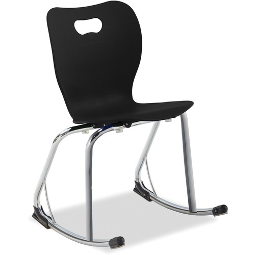 Smooth Rocker Chair - Black Polypropylene Seat - Black Polypropylene Back - Chrome Tubular Steel Frame - 5 Each - Educational Seating - ALUCSMROCKER16BK