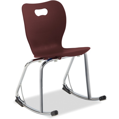 Smooth Rocker Chair - Burgundy Polypropylene Seat - Burgundy Polypropylene Back - Chrome Tubular Steel Frame - Educational Seating - ALUCSMROCKER16BR