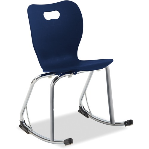 Smooth Rocker Chair - Navy Polypropylene Seat - Navy Polypropylene Back - Chrome Tubular Steel Frame - 5 Each - Educational Seating - ALUCSMROCKER16NV