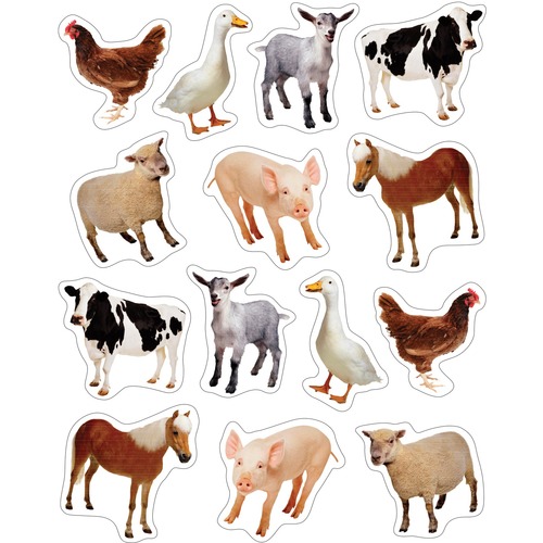 Carson Dellosa Education Farm Animals: Photographic Shape Stickers - Farm Animals Theme/Subject - Acid-free, Lignin-free - 84 / Pack