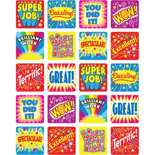 Carson Dellosa Education Positive Words Motivational Stickers - Fun, Positivity Theme/Subject - Acid-free, Lignin-free - 1" (25.4 mm) Height x 1" (25.4 mm) Width - 120 / Pack
