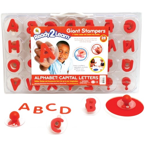 Ready2Learn Giant Uppercase Alpha Letters (28) - Text Stamp - "Upper Case Letters" - 28 / Set - Stamps, Stamp Pads & Bingo Dabbers - CEI03008