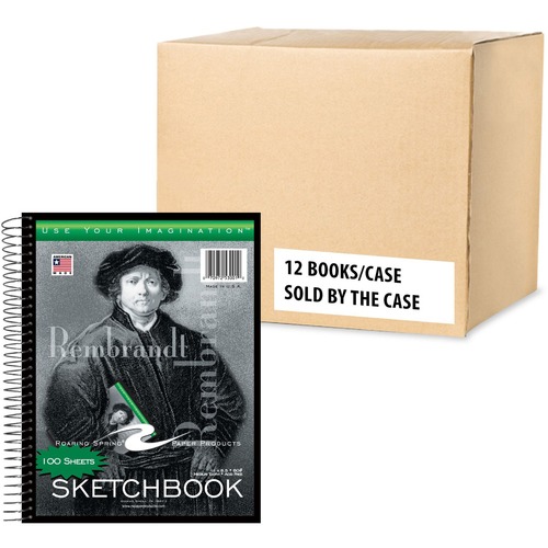 Roaring Spring Rembrandt SketchBook - 100 Sheets - 200 Pages - Plain - Twin Wirebound - 20 lb Basis Weight - 75 g/m² Grammage - 11" x 8 1/2" - 0.75" x 8.5" x 11" - White Paper - Board Cover - 12 / Carton