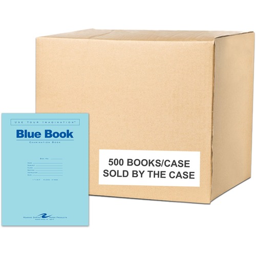 Roaring Spring Blue Examination Book - 6 Sheets - 12 Pages - Printed - Stapled - Both Side Ruling Surface - Red Margin - 15 lb Basis Weight - 56 g/m² Grammage - 11" x 8 1/2" - 0.03" x 8.5" x 11" - White Paper - 500 / Carton
