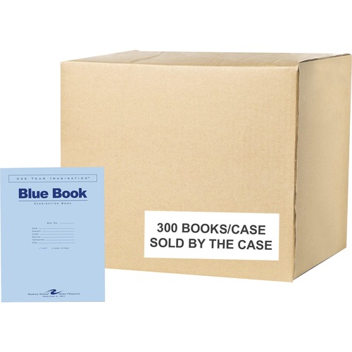 Roaring Spring Test Blue Exam Book - 12 Sheets - 24 Pages - Printed - Stapled - Both Side Ruling Surface - Red Margin - 15 lb Basis Weight - 56 g/m² Grammage - 11" x 8 1/2" - 0.05" x 8.5" x 11" - White Paper - 8 / Carton