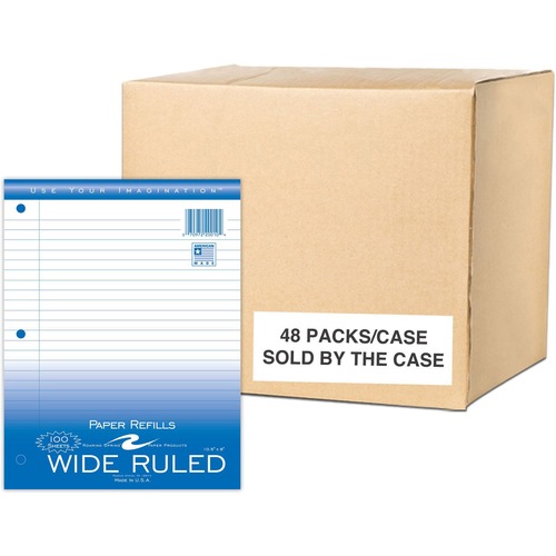 Roaring Spring Filler Paper - 100 Sheets - 200 Pages - Printed - Ring - Both Side Ruling Surface - Red Margin - 3 Hole(s) - 15 lb Basis Weight - 56 g/m² Grammage - 10 1/2" x 8" Sheet Size - 0.33" Height x 8" Width x 10.5" Length - White Paper - 48 / 